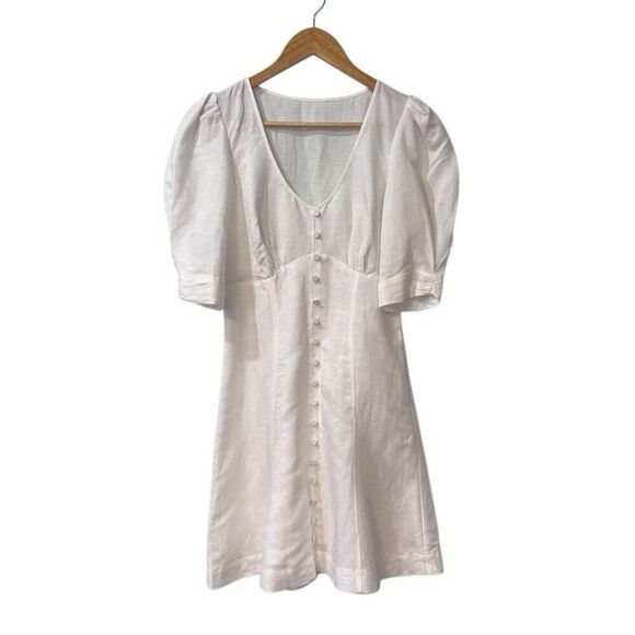 Parker  Womens  Kiera Mini Dress Size 2 XS in White Linen Blend - Picture 1 of 14